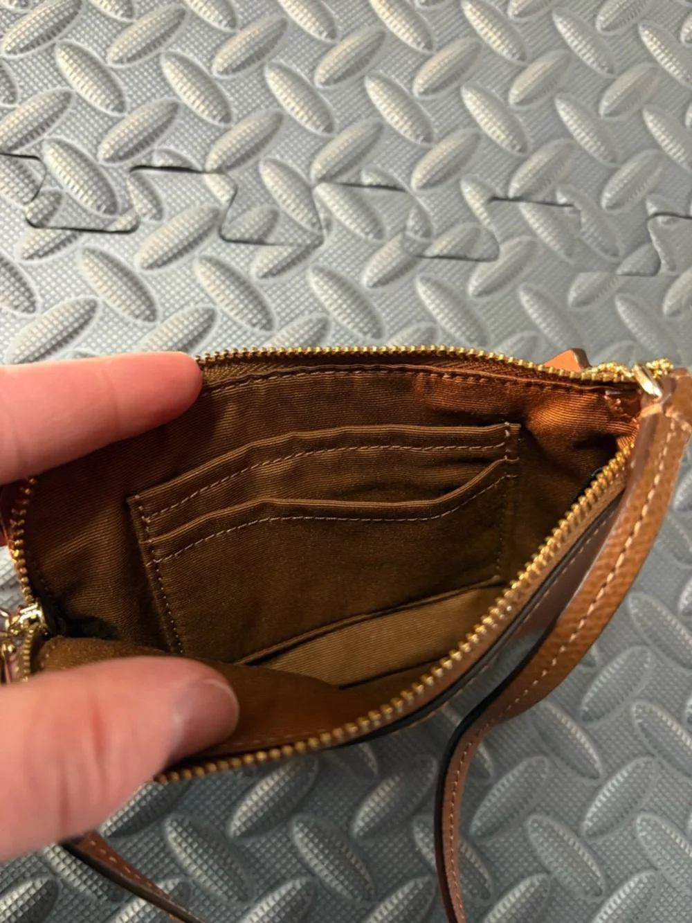 Coach Leather Wristlet with Gold Logo - Picture 3 of 3